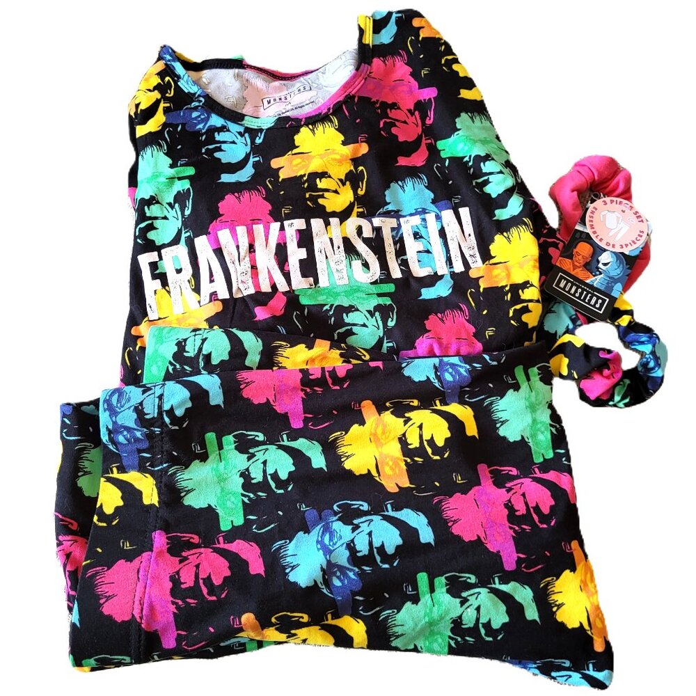 *NEW* UNIVERSAL MONSTERS Frankenstein Women's 3 Piece Pajama Set Medium